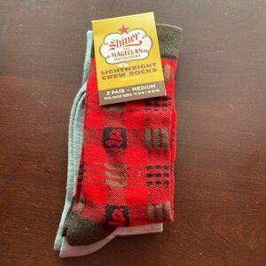 Magellan Outdoors Shiner Plaid Crew Socks 2 Pack NWT Size M 5-9 and W 6-10